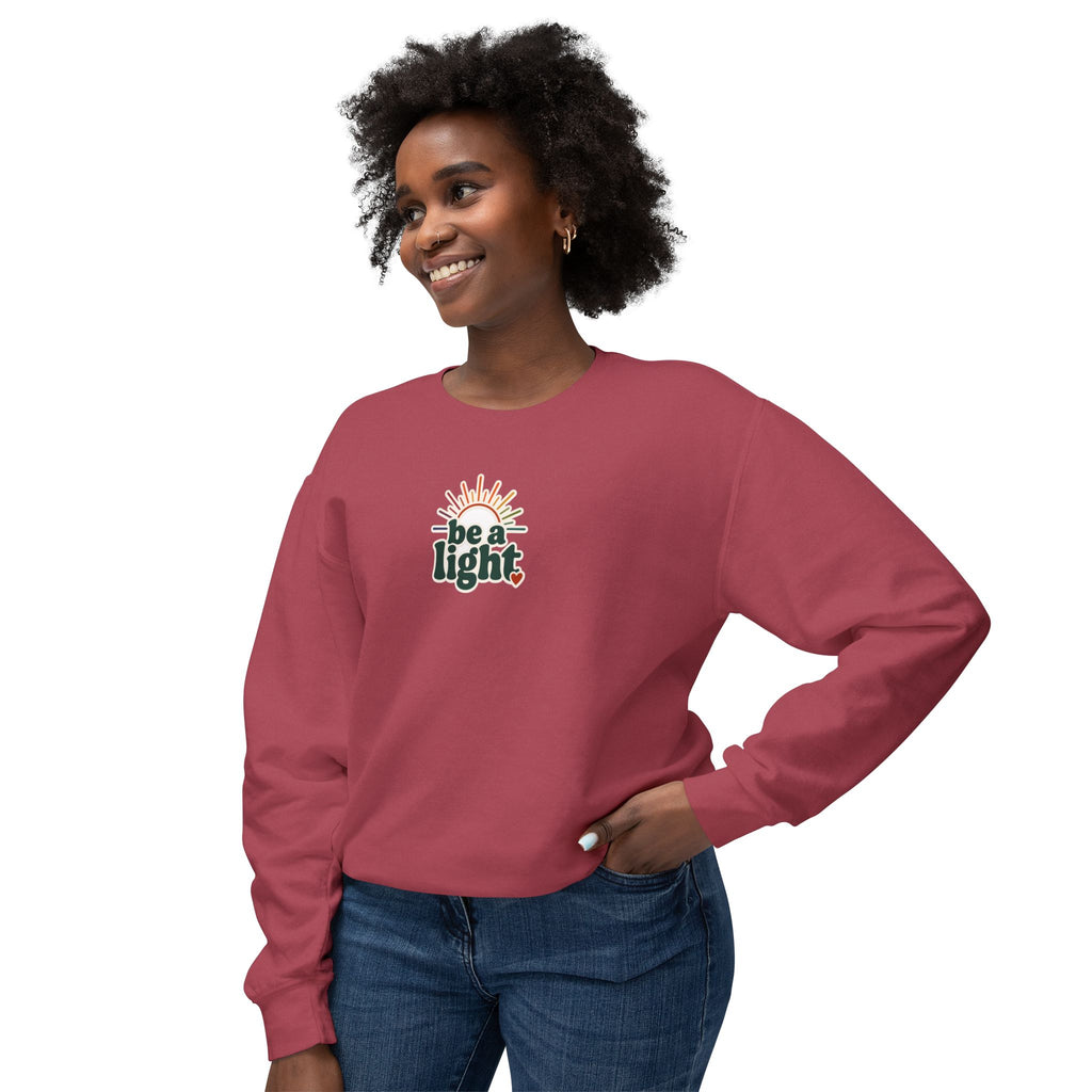 Retro 'Be a Light' Crewneck Sweatshirt — "Lose Your Mind, Find Your Soul" Graphic