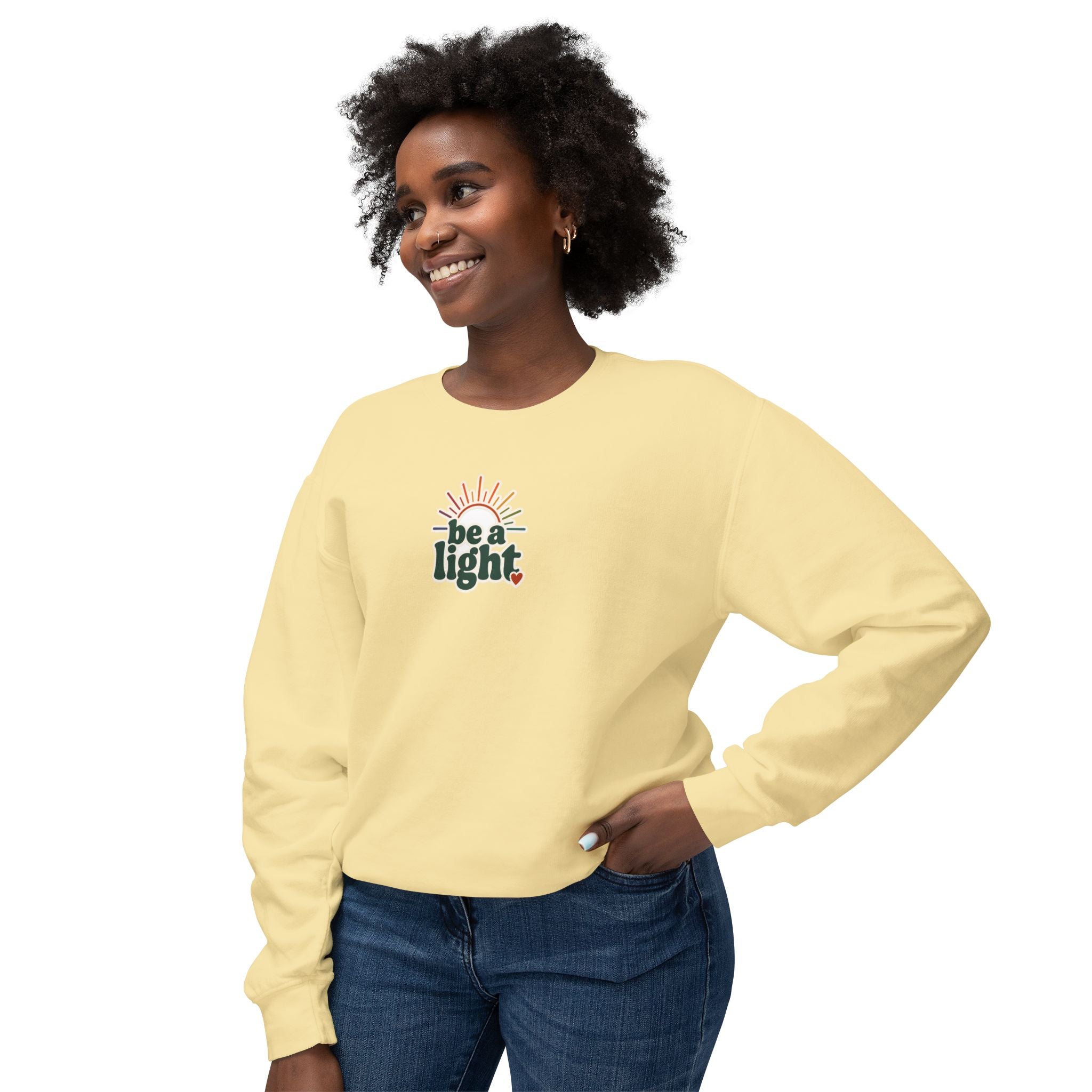 Retro 'Be a Light' Crewneck Sweatshirt — "Lose Your Mind, Find Your Soul" Graphic