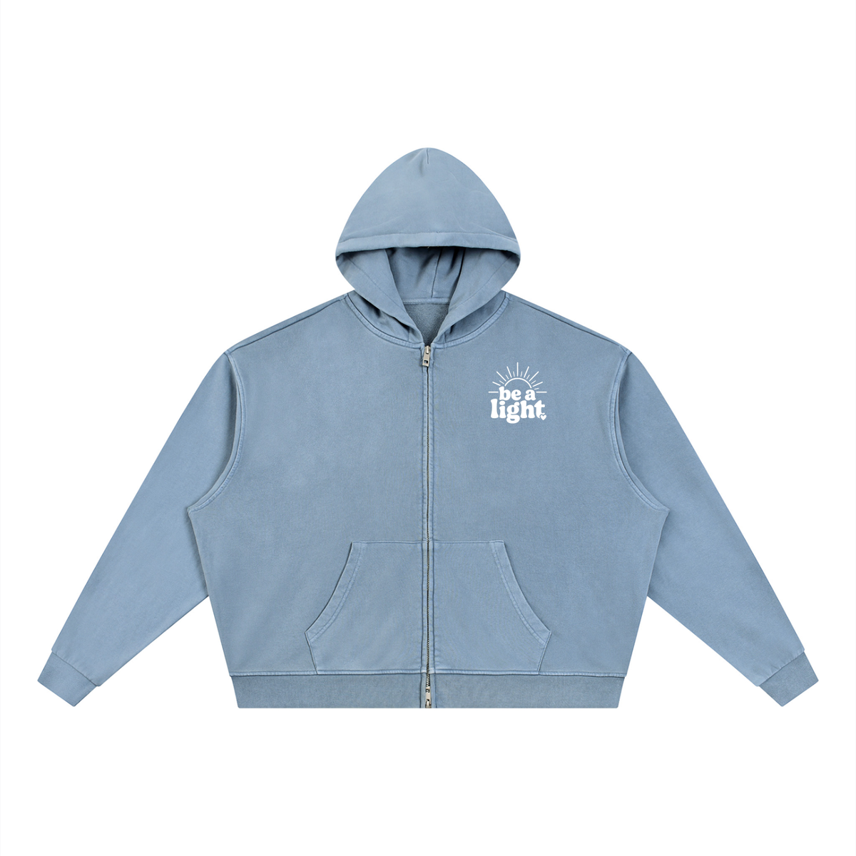 Unisex Vintage Wash Full Zip Boxy Hoodie