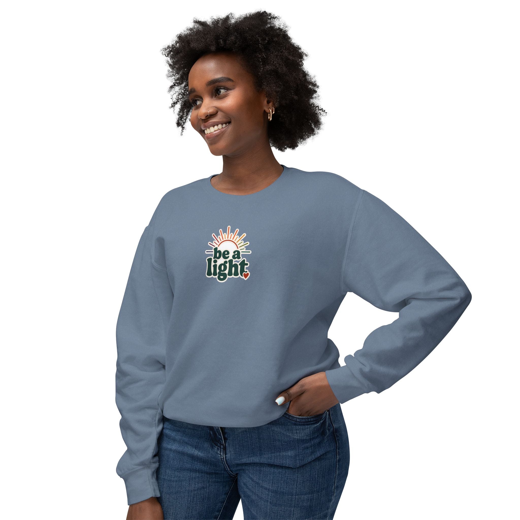 Retro 'Be a Light' Crewneck Sweatshirt — "Lose Your Mind, Find Your Soul" Graphic
