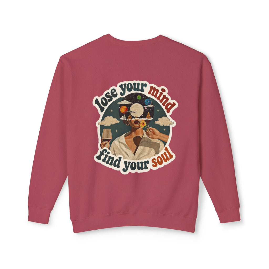 Retro 'Be a Light' Crewneck Sweatshirt — "Lose Your Mind, Find Your Soul" Graphic
