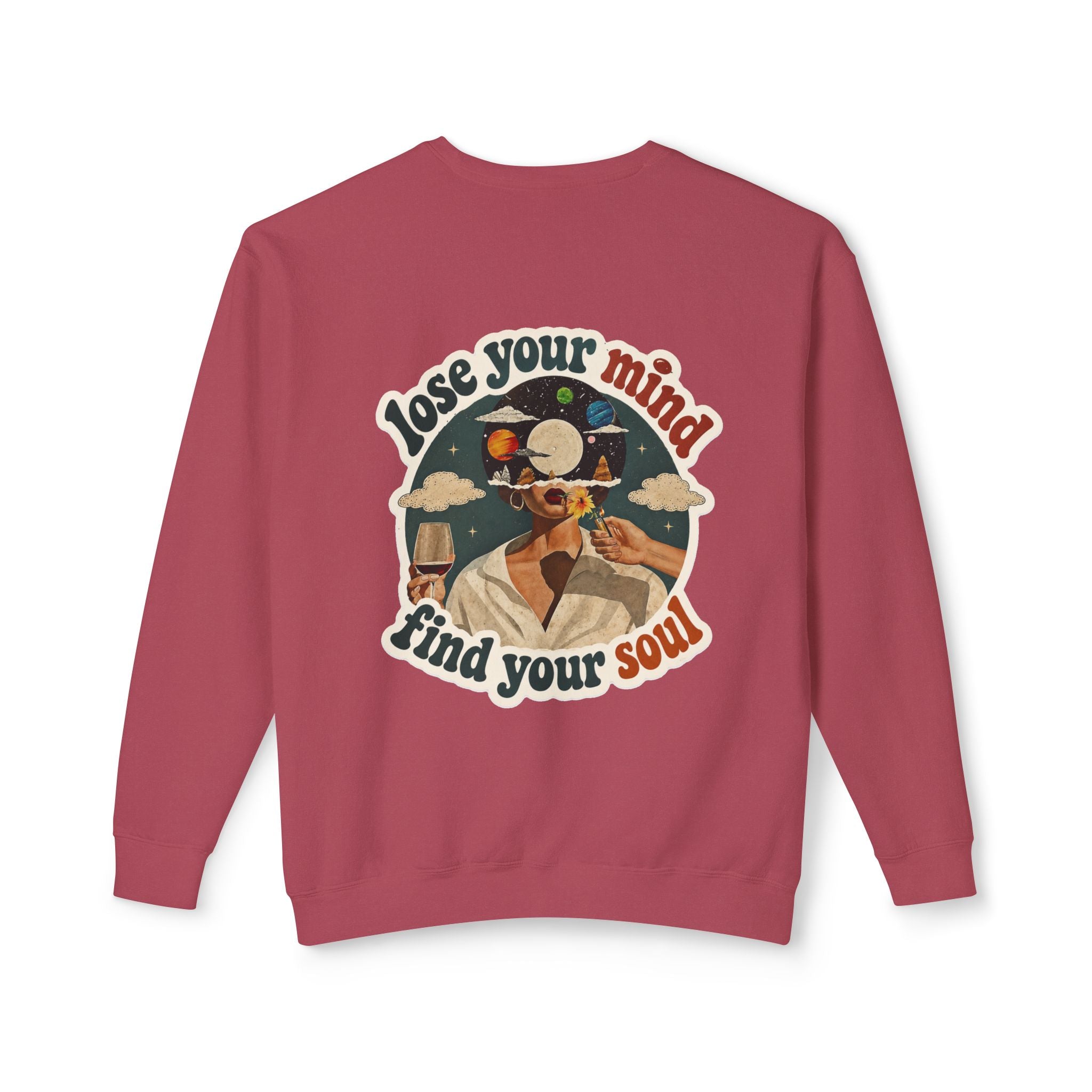 Retro 'Be a Light' Crewneck Sweatshirt — "Lose Your Mind, Find Your Soul" Graphic