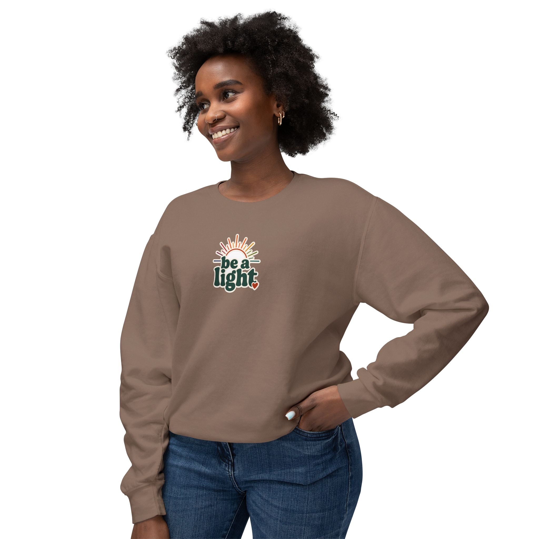 Retro 'Be a Light' Crewneck Sweatshirt — "Lose Your Mind, Find Your Soul" Graphic