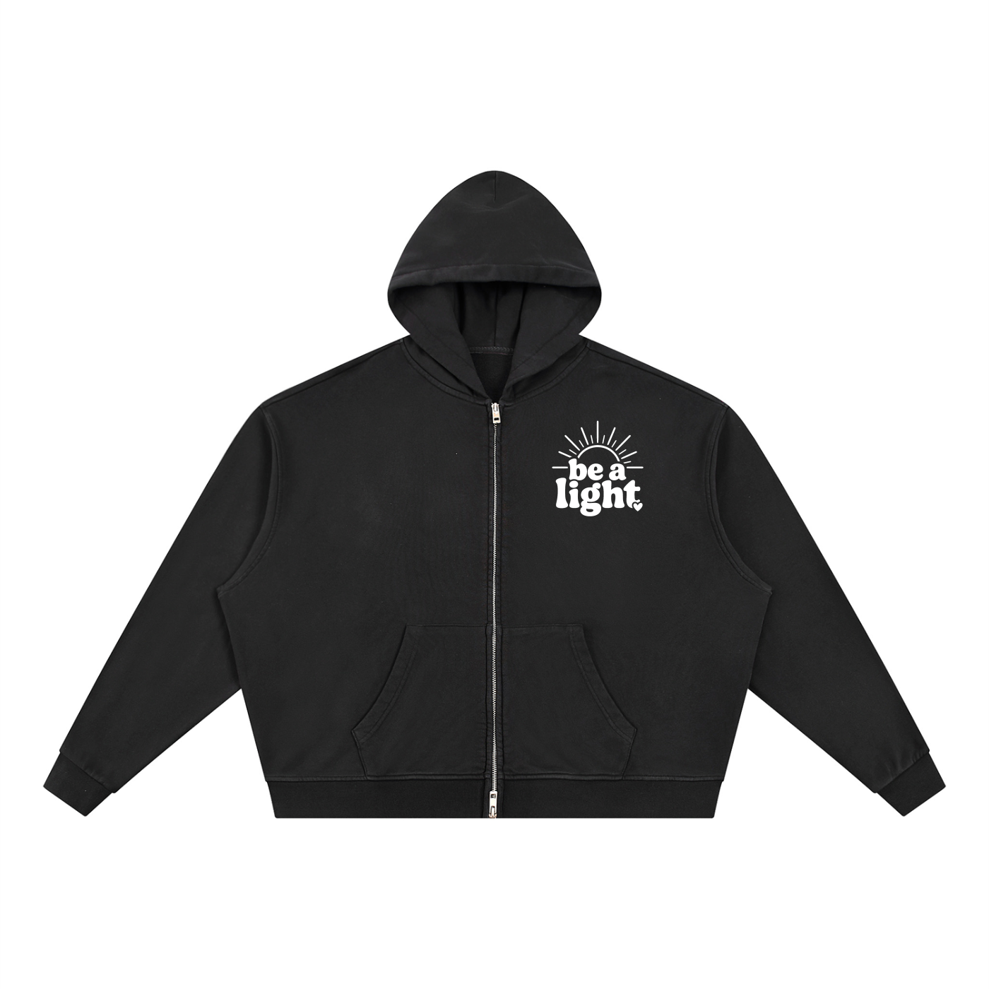 Unisex Vintage Wash Full Zip Boxy Hoodie