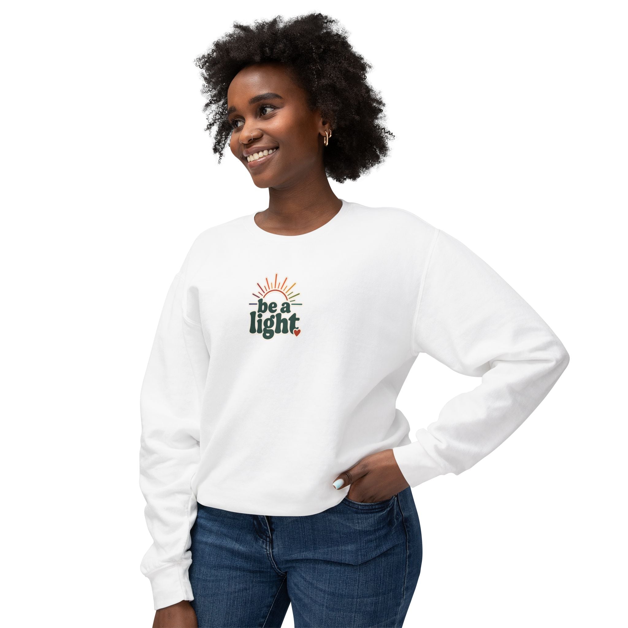 Retro 'Be a Light' Crewneck Sweatshirt — "Lose Your Mind, Find Your Soul" Graphic