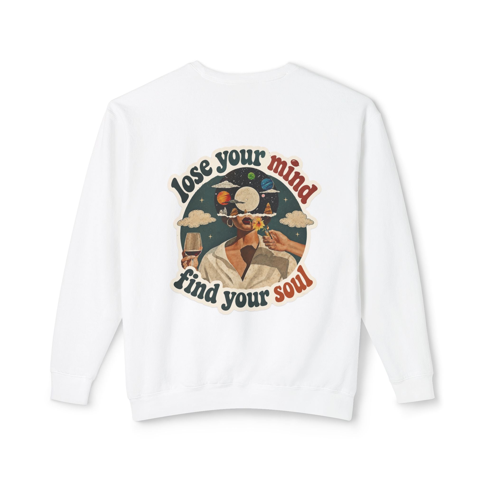 Retro 'Be a Light' Crewneck Sweatshirt — "Lose Your Mind, Find Your Soul" Graphic
