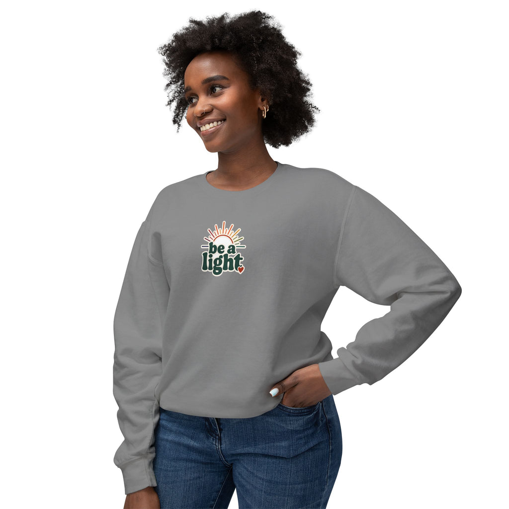 Retro 'Be a Light' Crewneck Sweatshirt — "Lose Your Mind, Find Your Soul" Graphic
