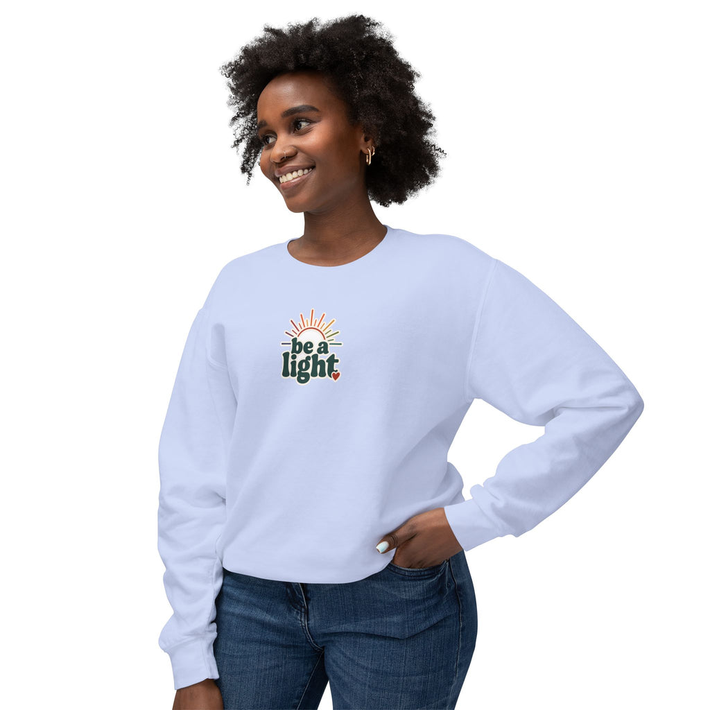 Retro 'Be a Light' Crewneck Sweatshirt — "Lose Your Mind, Find Your Soul" Graphic