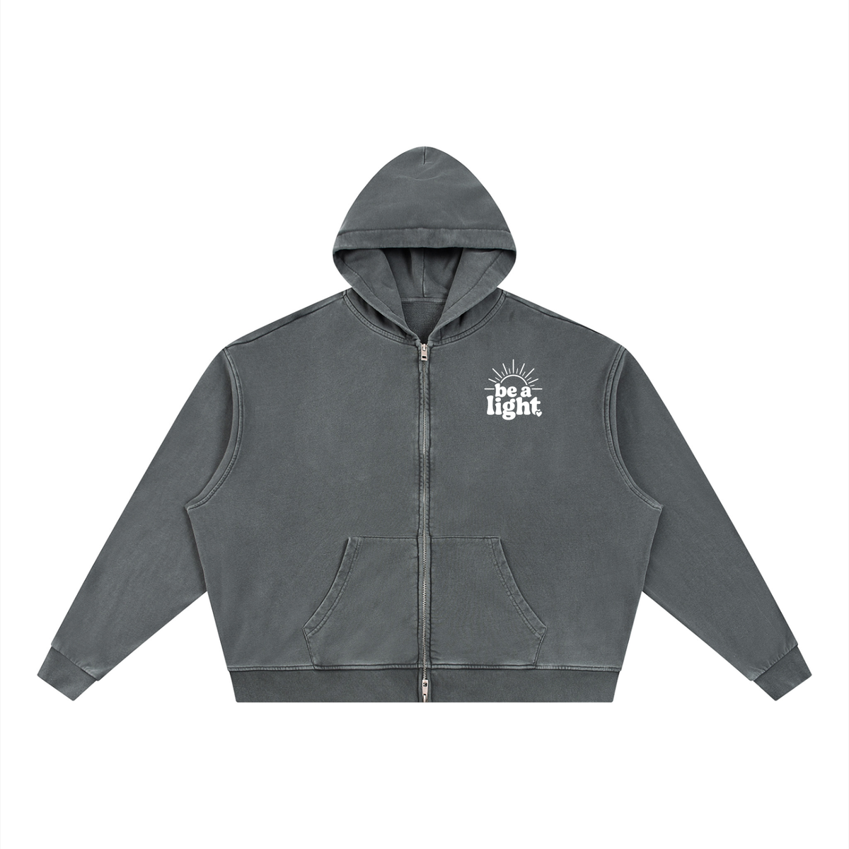 Unisex Vintage Wash Full Zip Boxy Hoodie