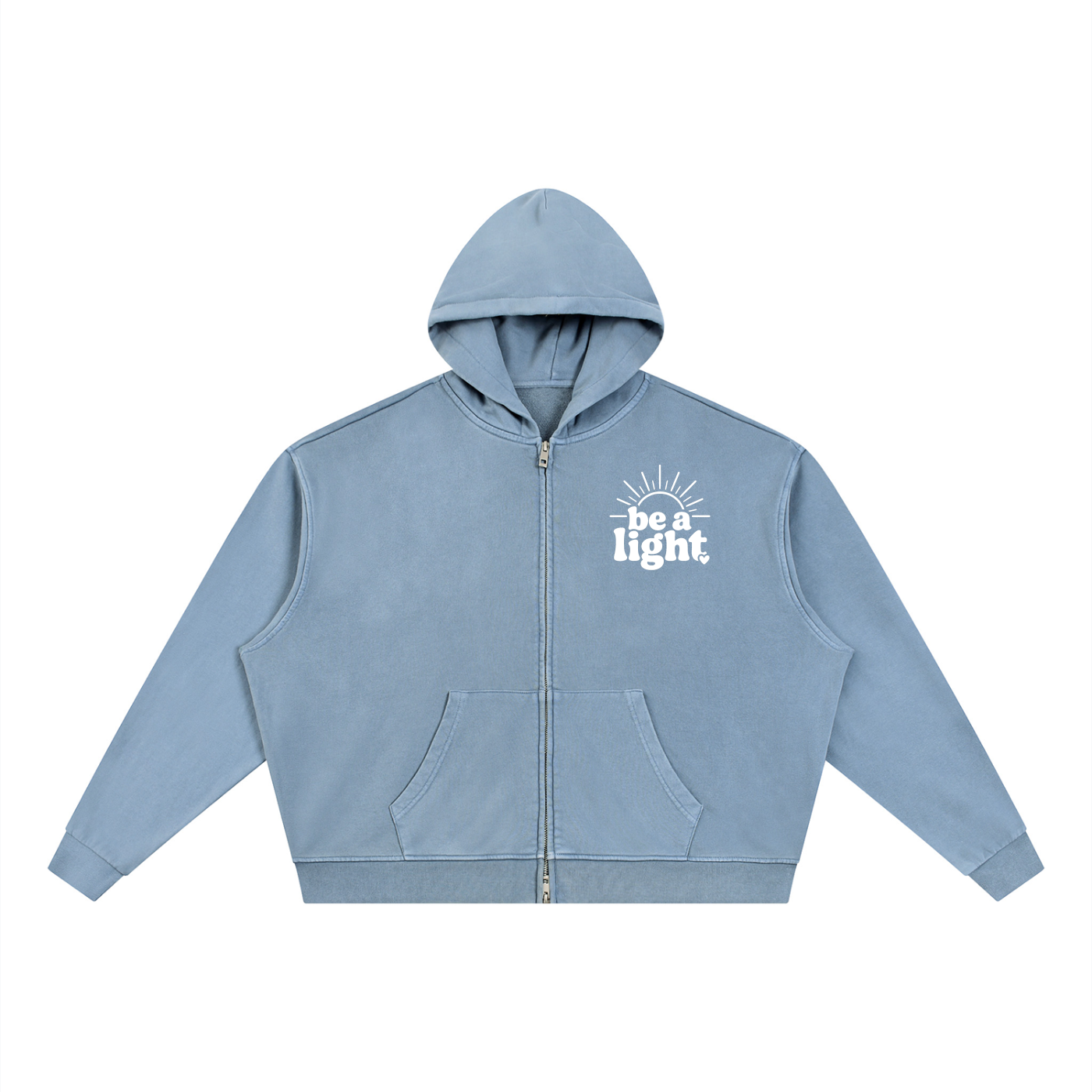 Unisex Vintage Wash Full Zip Boxy Hoodie