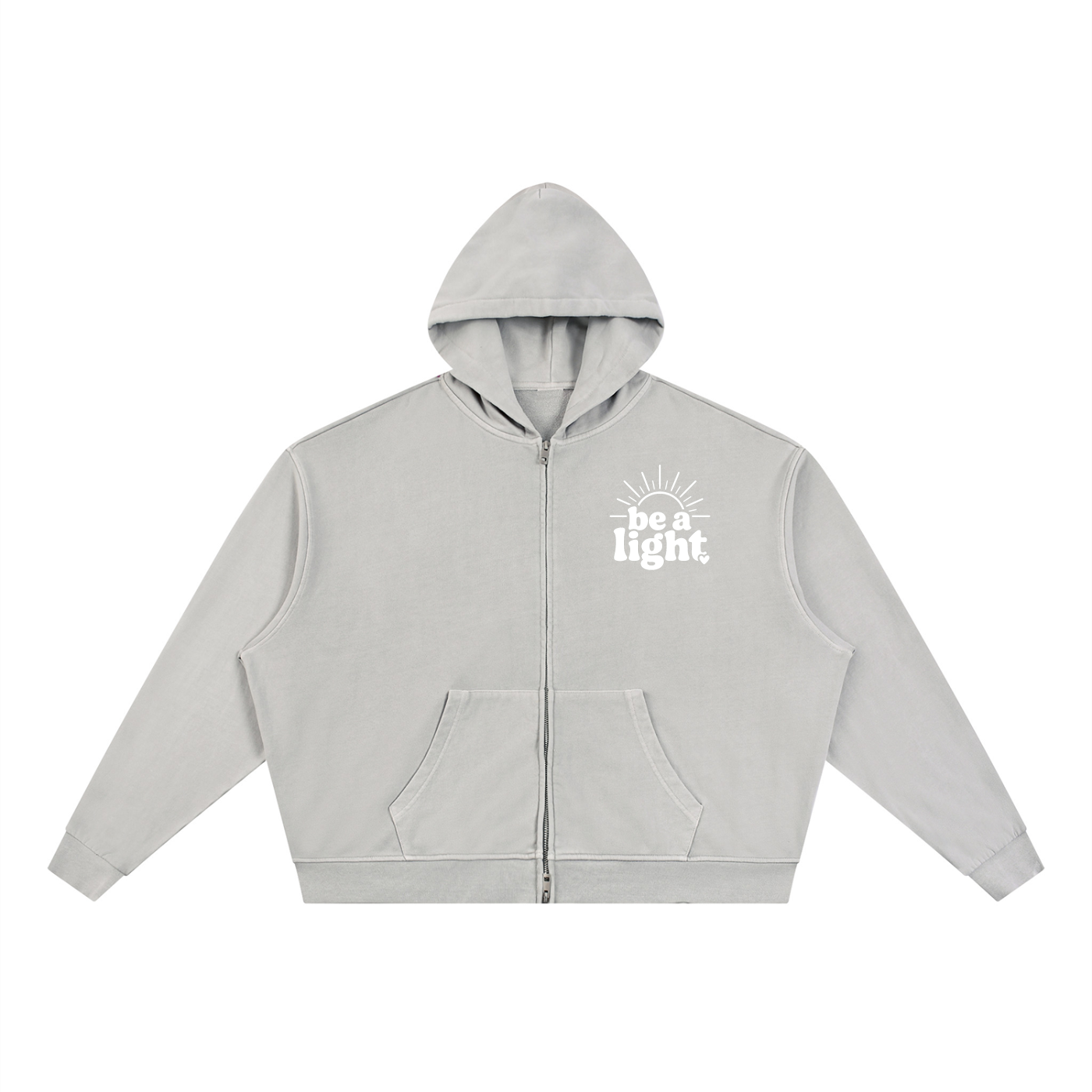 Unisex Vintage Wash Full Zip Boxy Hoodie